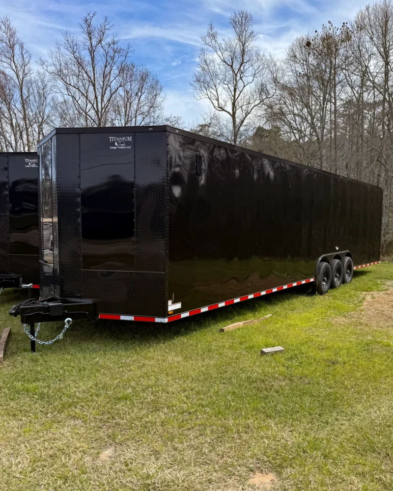 Black triple axle enclosed cargo trailer for sale – Hunt’s Custom Cargo Georgia