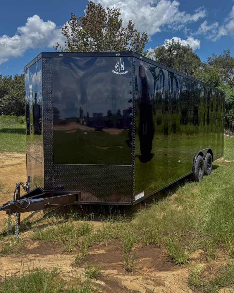 Enclosed cargo trailer side view at Hunt’s Custom Cargo Georgia